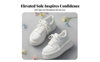 Thick Sole Cream Athletic Shoes for Women, 2025 New Season, Height Increasing, Relaxed Sport Shoes, Lace-Up, Stylish Design