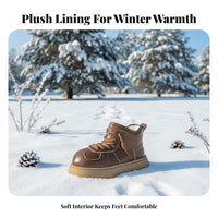 Retro Bread Short Boots, Chunky Sole Winter Boots, Plush Lined, Cute Ugly Style, Winter Design for Women