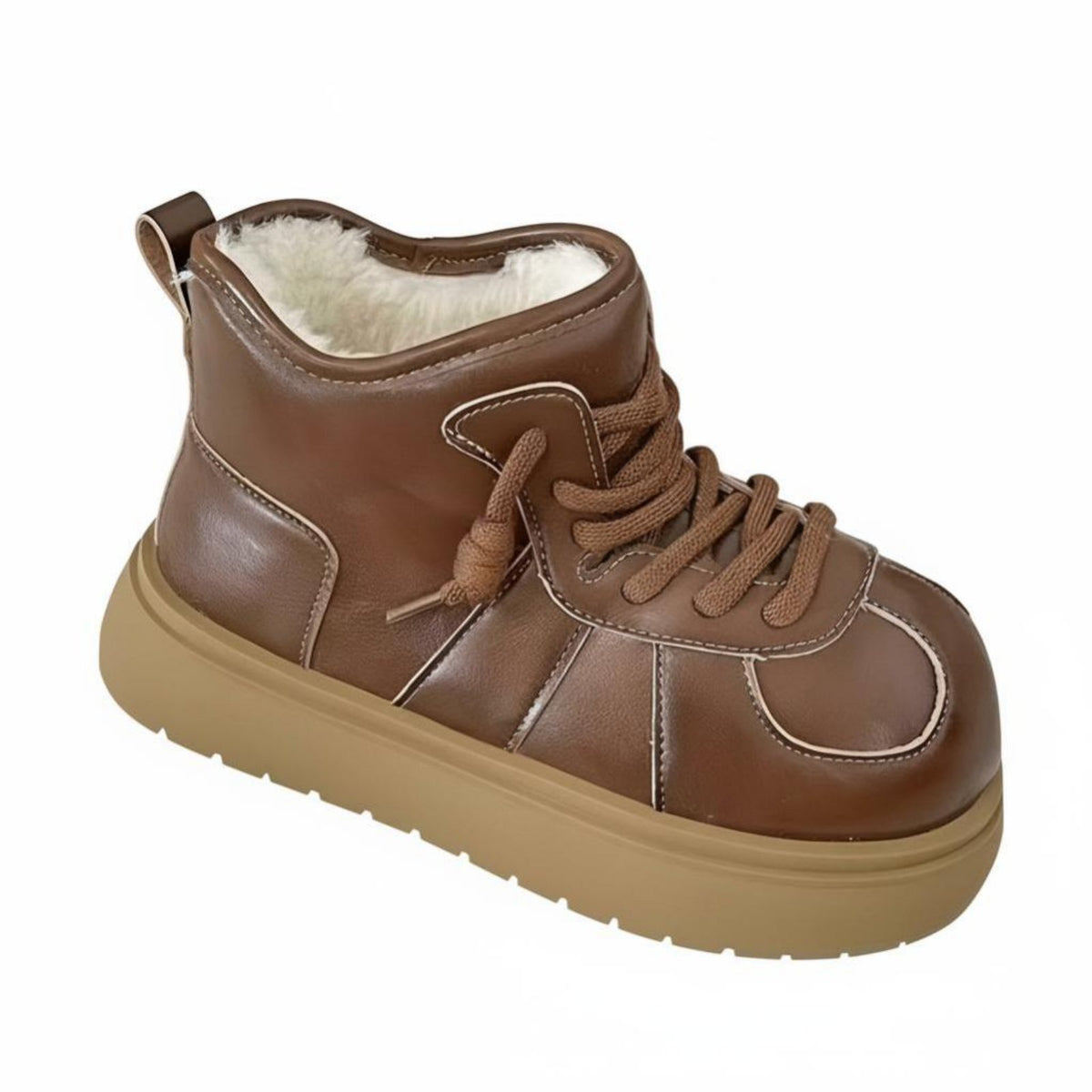 Retro Bread Short Boots, Chunky Sole Winter Boots, Plush Lined, Cute Ugly Style, Winter Design for Women