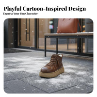 Retro Bread Short Boots, Chunky Sole Winter Boots, Plush Lined, Cute Ugly Style, Winter Design for Women