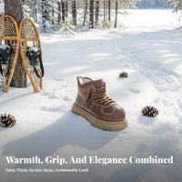 Retro Bread Short Boots, Chunky Sole Winter Boots, Plush Lined, Cute Ugly Style, Winter Design for Women