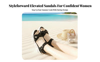 Women's Mesh Elevated Sandals, Summer Outdoor, Sport Beach Shoes, Stylish Buckle Strap, Youthful Look