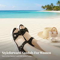 Women's Mesh Elevated Sandals, Summer Outdoor, Sport Beach Shoes, Stylish Buckle Strap, Youthful Look