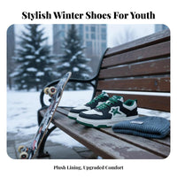 Men's Fleece Lined Winter athletic shoes, Low Top relaxed Board Shoes, Warm Athletic Trainers for Youth