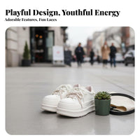 Cute Ugly cream athletic shoes, Thick elevated Sole, Winter Women’s everyday Trainers, Korean design