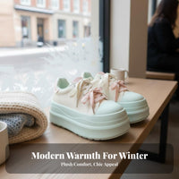 Cute Ugly cream athletic shoes, Thick elevated Sole, Winter Women’s everyday Trainers, Korean design