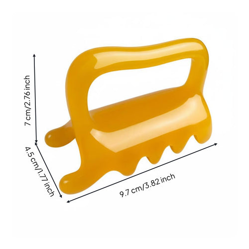 Acupoint scraper relieves neck tension.