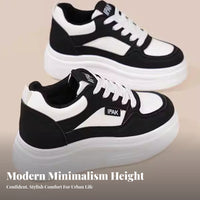 Casual cream sneakers, 8cm thick sole, height boost, lace-up, women