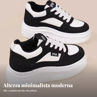 Casual cream sneakers, 8cm thick sole, height boost, lace-up, women