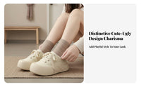 Cream Plush Platform Sneakers, Women's Fleece Lined Shoes, Cute Chunky Winter Trainers, Relaxed Style