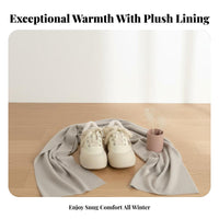 Cream Plush Platform Sneakers, Women's Fleece Lined Shoes, Cute Chunky Winter Trainers, Relaxed Style