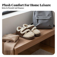 Vintage Korean Shoes, Fleece Lined Loafers for Women, Warm Winter Moccasins, Adjustable Hook and Loop, Relaxed Outdoor Flats