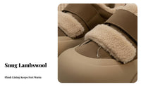 Lamb Fleece Platform Shoes, Hook-and-Loop Closure, Women's Warm Plush Loafers, Multicolor, Winter, Casual Design