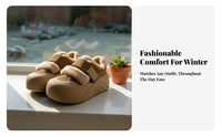 Lamb Fleece Platform Shoes, Hook-and-Loop Closure, Women's Warm Plush Loafers, Multicolor, Winter, Casual Design