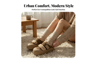Lamb Fleece Platform Shoes, Hook-and-Loop Closure, Women's Warm Plush Loafers, Multicolor, Winter, Casual Design