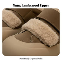 Lamb Fleece Platform Shoes, Hook-and-Loop Closure, Women's Warm Plush Loafers, Multicolor, Winter, Casual Design