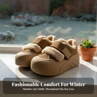 Lamb Fleece Platform Shoes, Hook-and-Loop Closure, Women's Warm Plush Loafers, Multicolor, Winter, Casual Design