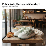 relaxed shoes, Matcha verdant, Women's Low-Top Lace-Up, Thick Sole, 2025 Autumn trend