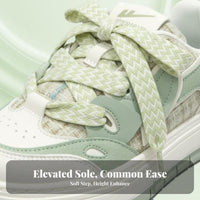 relaxed shoes, Matcha verdant, Women's Low-Top Lace-Up, Thick Sole, 2025 Autumn trend