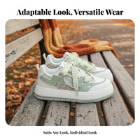 relaxed shoes, Matcha verdant, Women's Low-Top Lace-Up, Thick Sole, 2025 Autumn trend