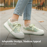 relaxed shoes, Matcha verdant, Women's Low-Top Lace-Up, Thick Sole, 2025 Autumn trend