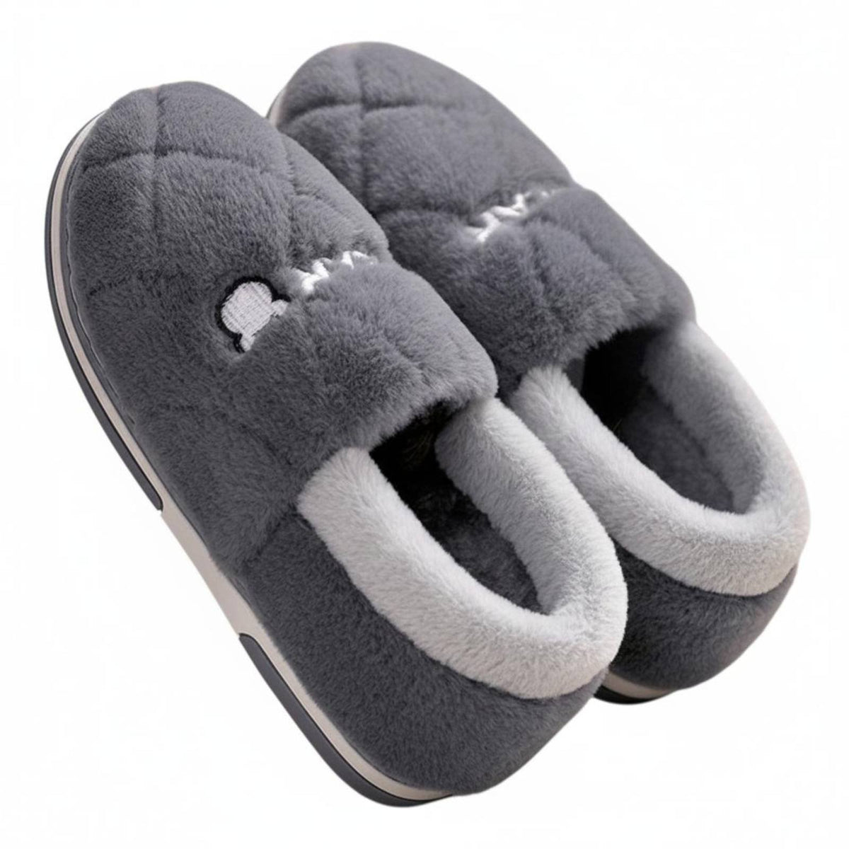 Men's Plush House Slippers, Autumn Winter Indoor Home Shoes, Thick Warm, Closed Heel Design