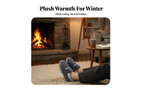 Men's Plush House Slippers, Autumn Winter Indoor Home Shoes, Thick Warm, Closed Heel Design