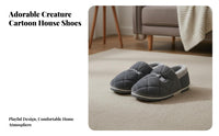 Men's Plush House Slippers, Autumn Winter Indoor Home Shoes, Thick Warm, Closed Heel Design