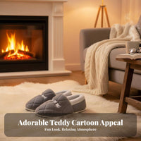 Men's Plush House Slippers, Autumn Winter Indoor Home Shoes, Thick Warm, Closed Heel Design