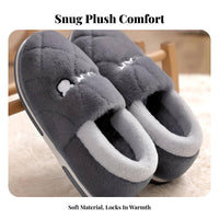 Men's Plush House Slippers, Autumn Winter Indoor Home Shoes, Thick Warm, Closed Heel Design