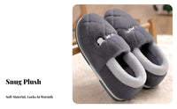 Men's Plush House Slippers, Autumn Winter Indoor Home Shoes, Thick Warm, Closed Heel Design