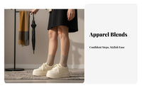 Platform Cream Athletic Shoes, Genuine Leather, Thick Sole, 2025 New, Chic Design, Casual, Youth