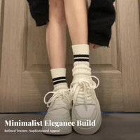 Platform Cream Athletic Shoes, Genuine Leather, Thick Sole, 2025 New, Chic Design, Casual, Youth
