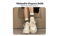 Platform Cream Athletic Shoes, Genuine Leather, Thick Sole, 2025 New, Chic Design, Casual, Youth