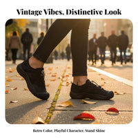 Retro Dad Sneakers, Black, Women's Sports Shoes, Unique Ugly-Cute Design, Thick Sole, Casual Fall Style