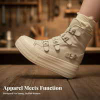 High Top Canvas Height Boost Sneakers for Petite Women, Breathable, Thick Sole, Stylish Autumn Athletic Shoes