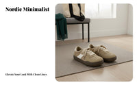 Retro Athletic Shoes, Faux Suede, Plush Lined, Chunky Sole, Cross Lace-Up, Women's Autumn Winter Shoes