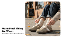 Retro Athletic Shoes, Faux Suede, Plush Lined, Chunky Sole, Cross Lace-Up, Women's Autumn Winter Shoes