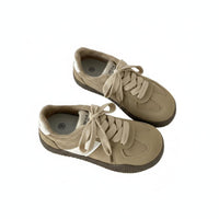 Retro Athletic Shoes, Faux Suede, Plush Lined, Chunky Sole, Cross Lace-Up, Women's Autumn Winter Shoes