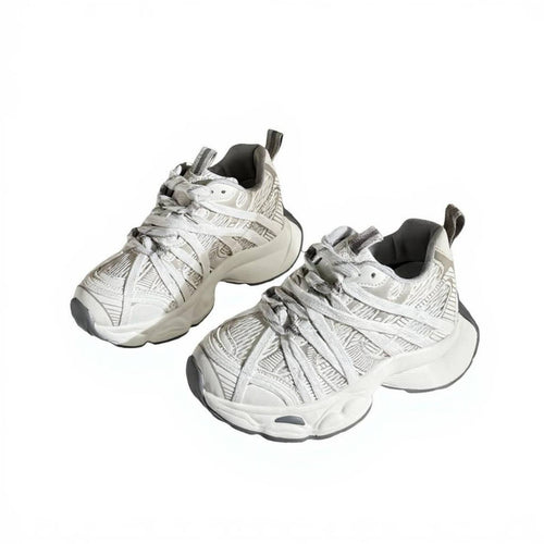 Women's Mesh Platform Sneakers, Height Boost, Thick Sole, Autumn Dad Shoe Style, Youthful Design