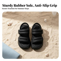 Elevated Hook-and-Loop Sandals, Women's Summer Roman Style, Casual Beach Shoes, Comfortable Thick Sole