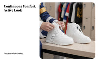 High Top Cream Athletic Shoes, Thick Sole, Height Boost, Korean Trend, Everyday Sport Style