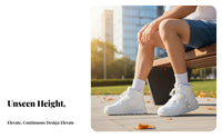 High Top Cream Athletic Shoes, Thick Sole, Height Boost, Korean Trend, Everyday Sport Style