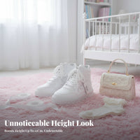 High Top Cream Athletic Shoes, Thick Sole, Height Boost, Korean Trend, Everyday Sport Style