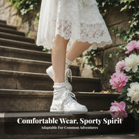 High Top Cream Athletic Shoes, Thick Sole, Height Boost, Korean Trend, Everyday Sport Style