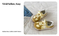Women's Retro German Yellow Chunky Sole sneakers, Autumn collection, Comfortable mesh, Lace-Up, everyday wear