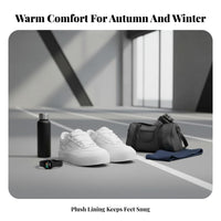 Women's Cream Platform Sneakers, Thick Sole, Warm Lining Option, Fashion Lace-Up Trainers, Autumn Winter Casual