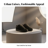 Casual Bread Shoes, Unisex Thick Sole Sneakers, Autumn Suede, Minimalist Lace-Up Design