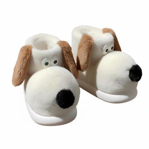 Winter Cartoon Dog House Slippers, Plush Boots, Non-Slip, Unisex, Indoor Outdoor, Warm