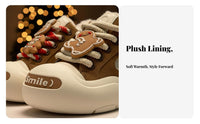 Warm Winter Boots, Fleece-Lined, Thick Sole, Gingerbread Man Cartoon, Unisex